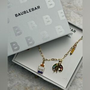BaubleBar Art and About Charm Necklace Gold Tone Craft Teacher Artist Jewelry Nw